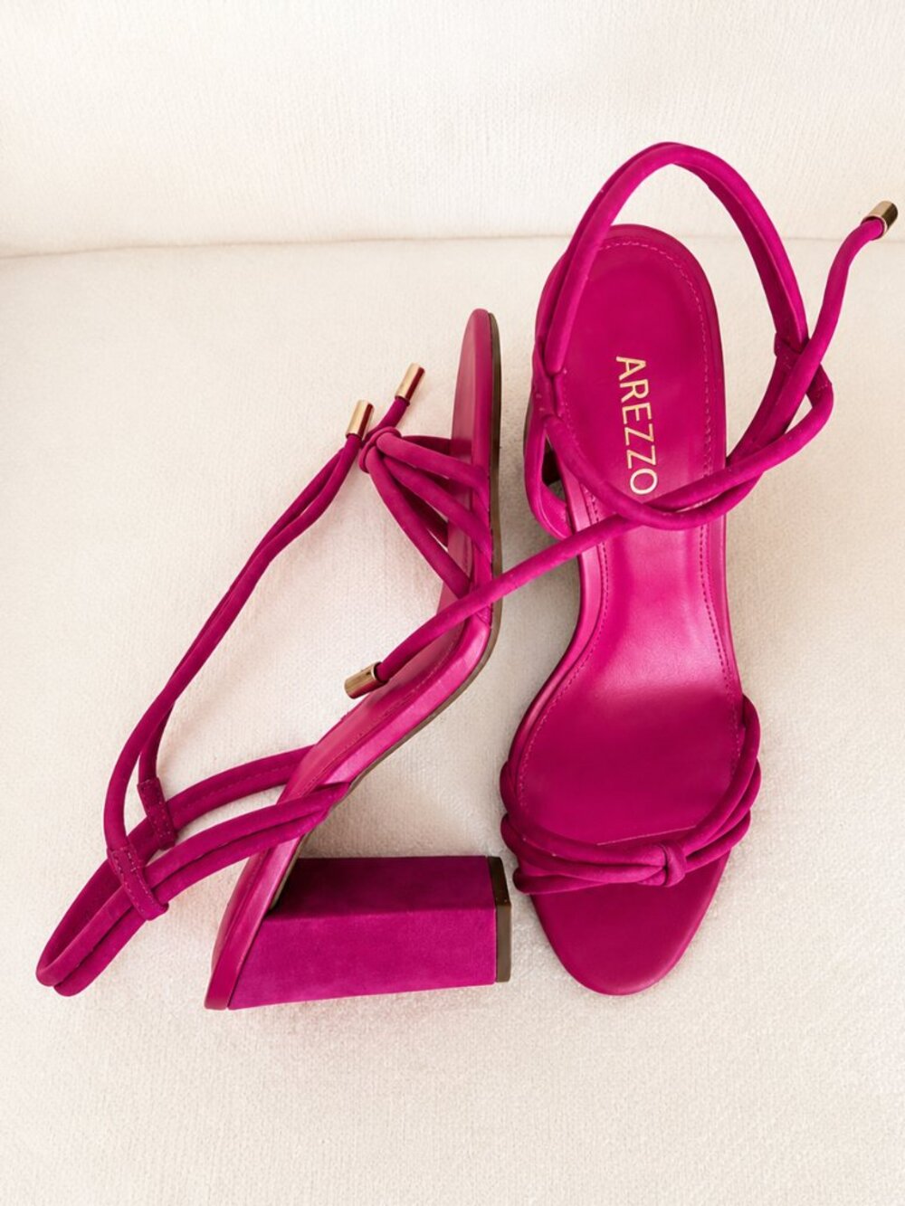Arezzo Leather Pink Strappy Summer Block Heel Sandals Size 8 NWT